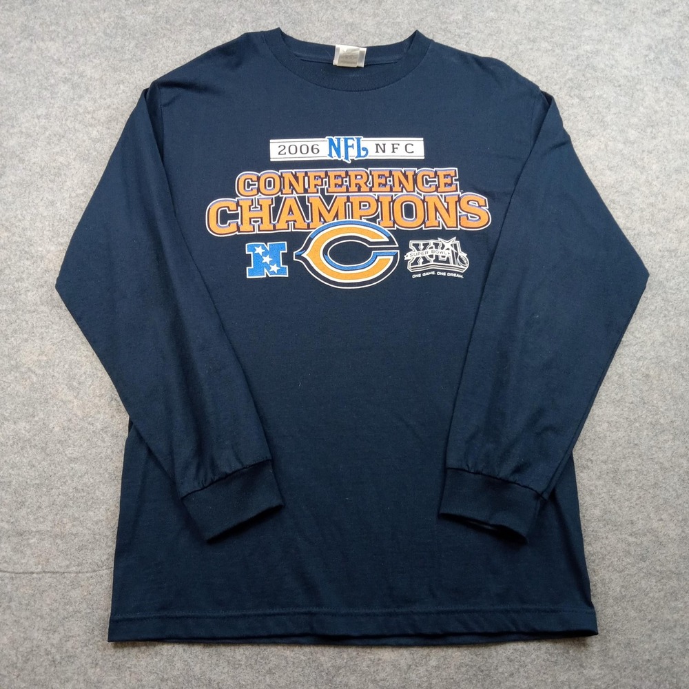 Chicago Bears Shirt Mens Medium Blue NFL Football Long Sleeve NFC 2006 Champions